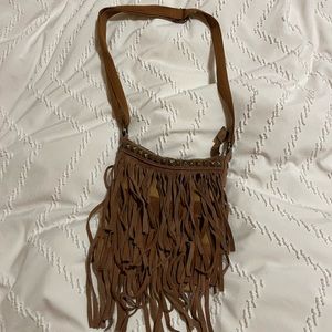 Brown fringe bag